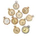 Ten art deco open face pocket watches