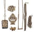 Seven pieces victorian silver jewelry  accessories