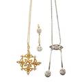 Three pieces edwardian diamond or pearl jewelry