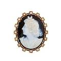 Victorian hardstone yellow gold  pearl brooch