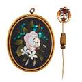 Pietra dura brooch  masonic stickpin