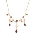 Garnet seed pearl  yellow gold drop necklace