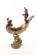 French Gilt  Patinated Bronze Shell Bowl