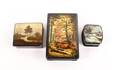 Group of 3 Small Russian Landscape Lacquer Boxes
