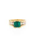 Emerald diamond  yellow gold ring
