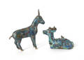 Two Chinese cloisonn deer