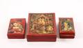Collection of 3 Russian Red Lacquered Boxes