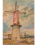 DAVID BURLIUK RUSSIAN 18821967 Windmill in Rotterdam