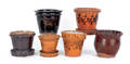 Six Pennsylvania redware flower pots 19th c