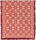 Berks County Pennsylvania red and white jacquard coverlet ca 1845