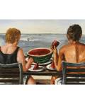 NATALIA NESTEROVA RUSSIAN b 1944 Couple Eating Watermelon
