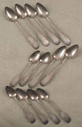 Twelve Newburyport Massachusetts coin silver spoons ca 1815