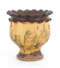 Chester County Pennsylvania sgraffito decorated redware flower pot dated