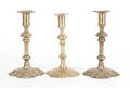 Pair of Queen Anne brass candlesticks mid 18th c