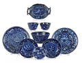 Seven pieces of historic blue Staffordshire 19th c