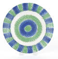 Blue and green rainbow spatter bullseye plate 19th c