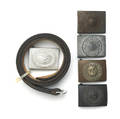 Five WWI and WWII German military buckles and one belt