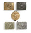 Five WWI and WWII German military belt buckles