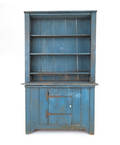 Blue painted stepback cupboard