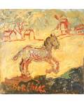 DAVID BURLIUK RUSSIAN 18821967 Galloping Horse by a Village