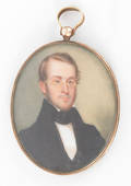 Watercolor on ivory miniature portrait of a gentleman ca 1840