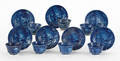 Seven Historical blue Staffordshire cups and saucers 19th c