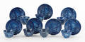 Seven Historical blue Staffordshire cups and saucers 19th c