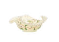 Enamel decorated ruffled edge glass bowl
