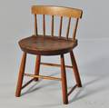 Shaker Brownstained Pine and Maple Lowback Dining Chair