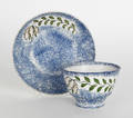 Blue spatter cup and saucer 19th c