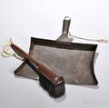 Shaker Tin Dustpan and Turned Walnut Dust Brush