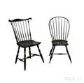 Blackpainted Bowback and Greenpainted Fanback Windsor Side Chairs