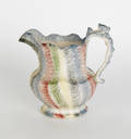 Five color rainbow spatter pitcher 19th c