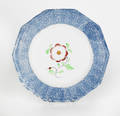 Blue spatter plate with a primrose 19th c