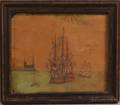 Framed Jeremias Peele Canadian 17021796 Pen Ink and Watercolor Maritime Scene