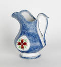 Blue spatter pitcher with a cluster of buds 19th c