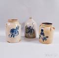 Three Cobaltdecorated Stoneware Vessels