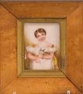 American School 19th Century Miniature Portrait of a Child Holding a Cat