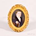 Framed Portrait Miniature of a Gentleman with a Book