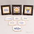 Nine Mostly Blue and White Delft Tiles