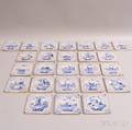 Twentyfive Blue and White Pictorial Delft Tiles