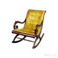 Classical Mahogany and Mahogany Veneer Upholstered Campeche Rocker