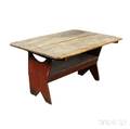 Redpainted Pine Squaretop Hutch Table