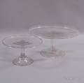 Two Blown Colorless Glass Cake Stands