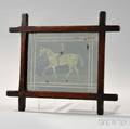 Framed Mirror with an Etched Thoroughbred Horse ROBERT THE DEVIL and Jockey