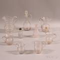 Nine Early Blown Colorless Glass Table Items