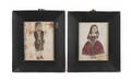 Two small watercolor portraits of children