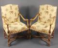 Pair of Louis XIIIStyle Fruitwood Fauteuils
