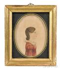 Rufus Porter ConnecticutMassachusetts 17921884 Profile Portrait Miniature of a Young Girl Harriet Mansu