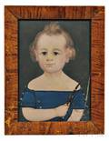 William Matthew Prior Massachusetts Maine 18061873 Portrait of a Child in a Blue Dress Holding a Riding Crop